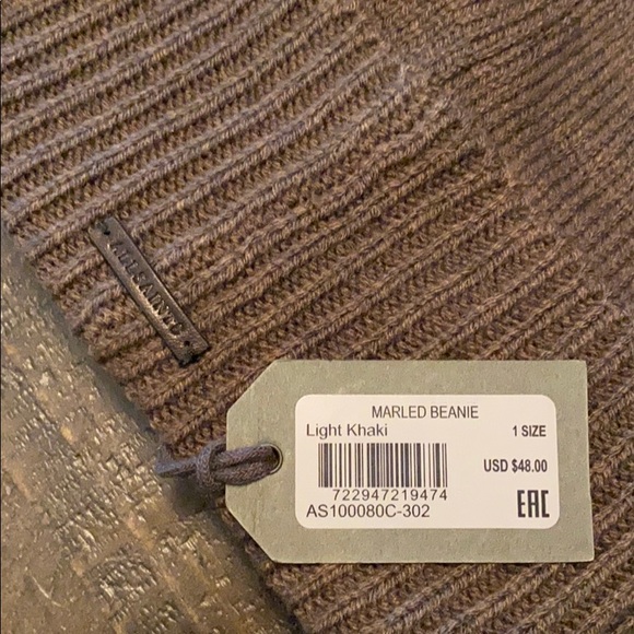 All Saints Marled Beanie Knit Hat Light Khaki - Picture 2 of 3